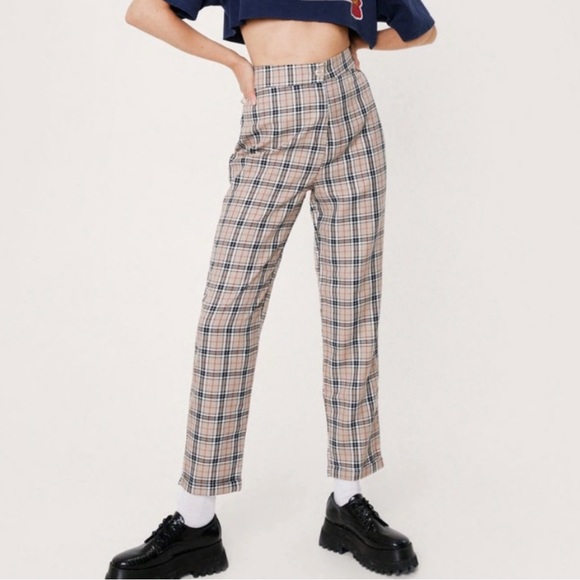 Nasty Gal Pants - Nasty Gal plaid high waisted pants - 8